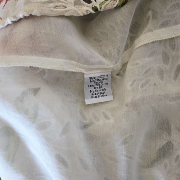 Johnny Was Jade Caprice Women Floral Lace Up Eyelet Silk Blend Mini Dress Size L - Picture 10 of 10